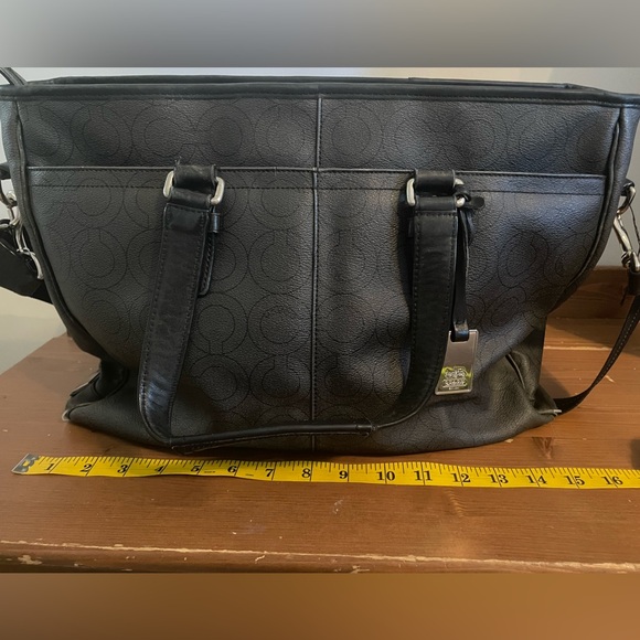 Coach Crossbody Monogramed Gray Black Satchel Tote Bag with Handles READ - Picture 11 of 14